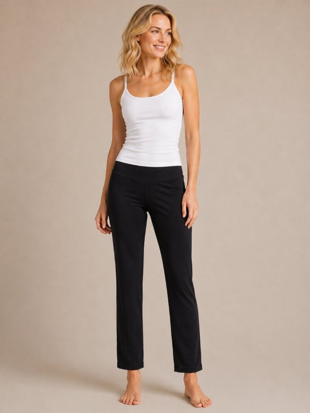 2/$30 Eileen Fisher Pullon Trouser Small Black Straight Leg Elastic Waist #6691